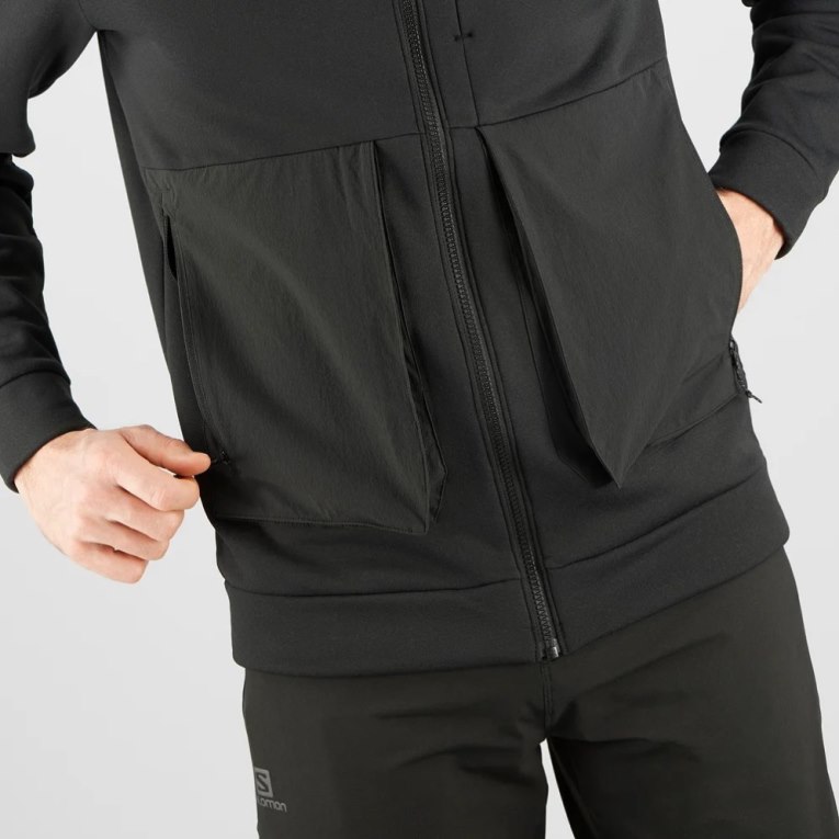 Black Salomon Essential Warm Fleece Men's Jackets | IE JE0673